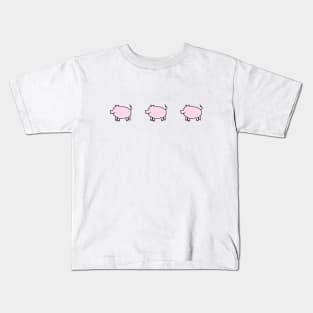 Three Cute Pink Pigs Left Kids T-Shirt